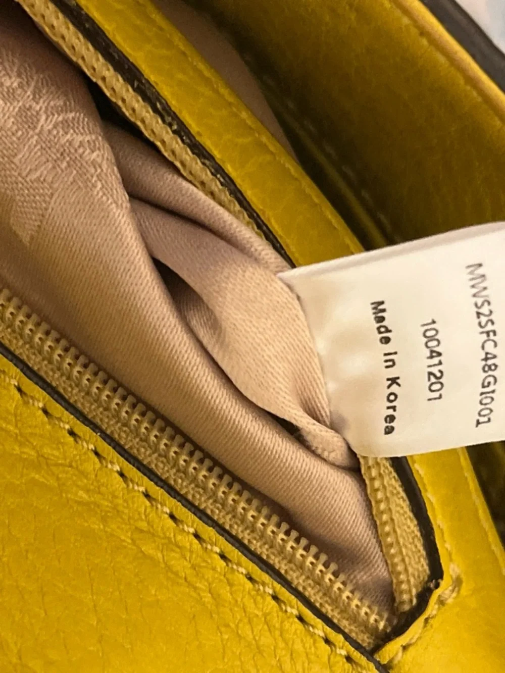 MCM Yellow Leather Top-Handle Satchel with Strap and Gold Hardware